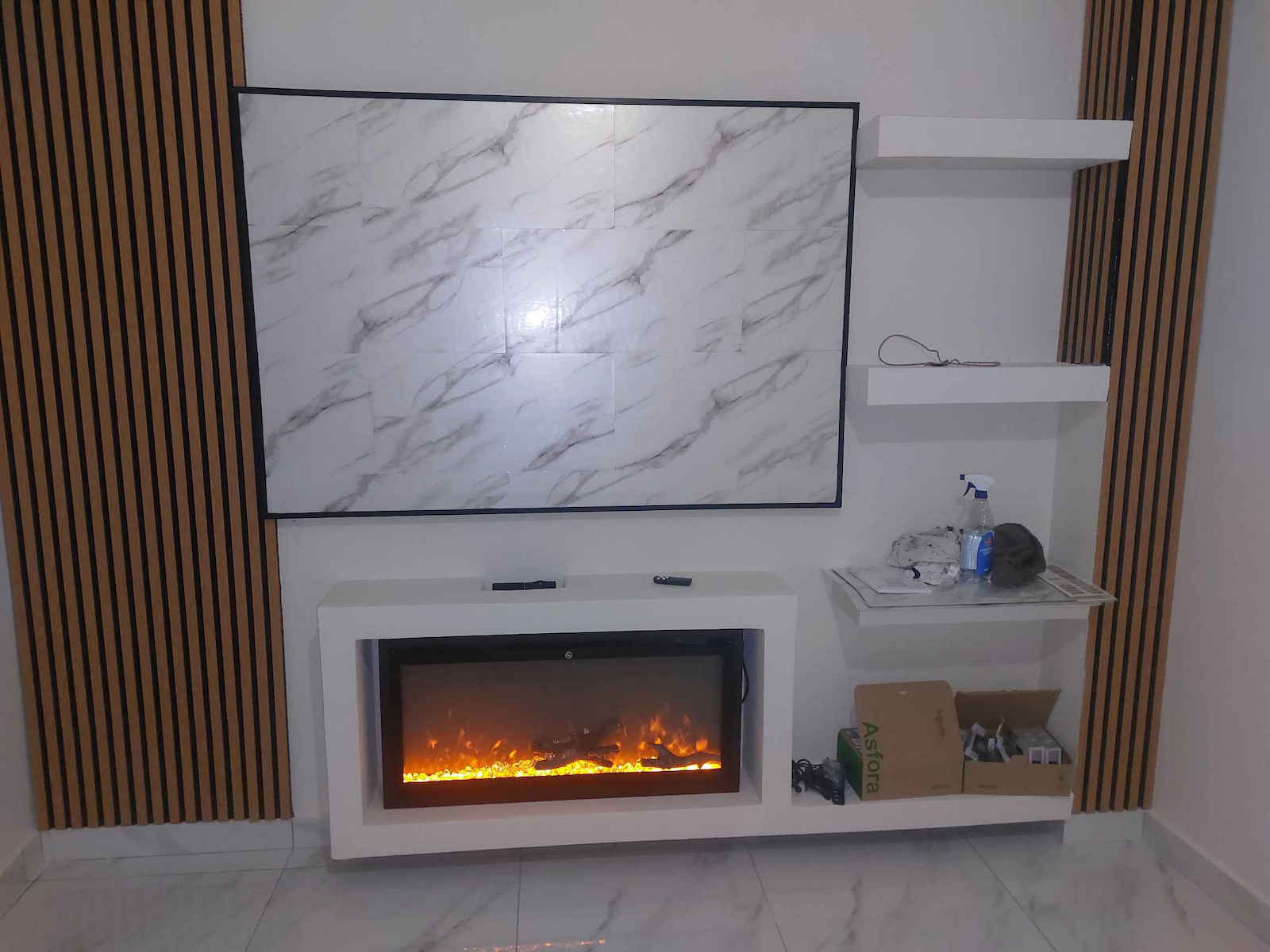Costway Επιτοίχιο Ηλεκτρικό Τζάκι 1500W 91.5x14cm