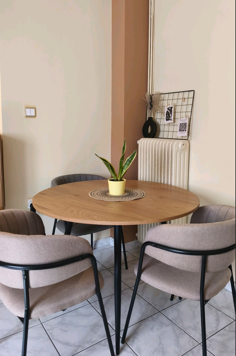 Morel Dining Room Velvet Chair Beige, Black 55x55x76cm