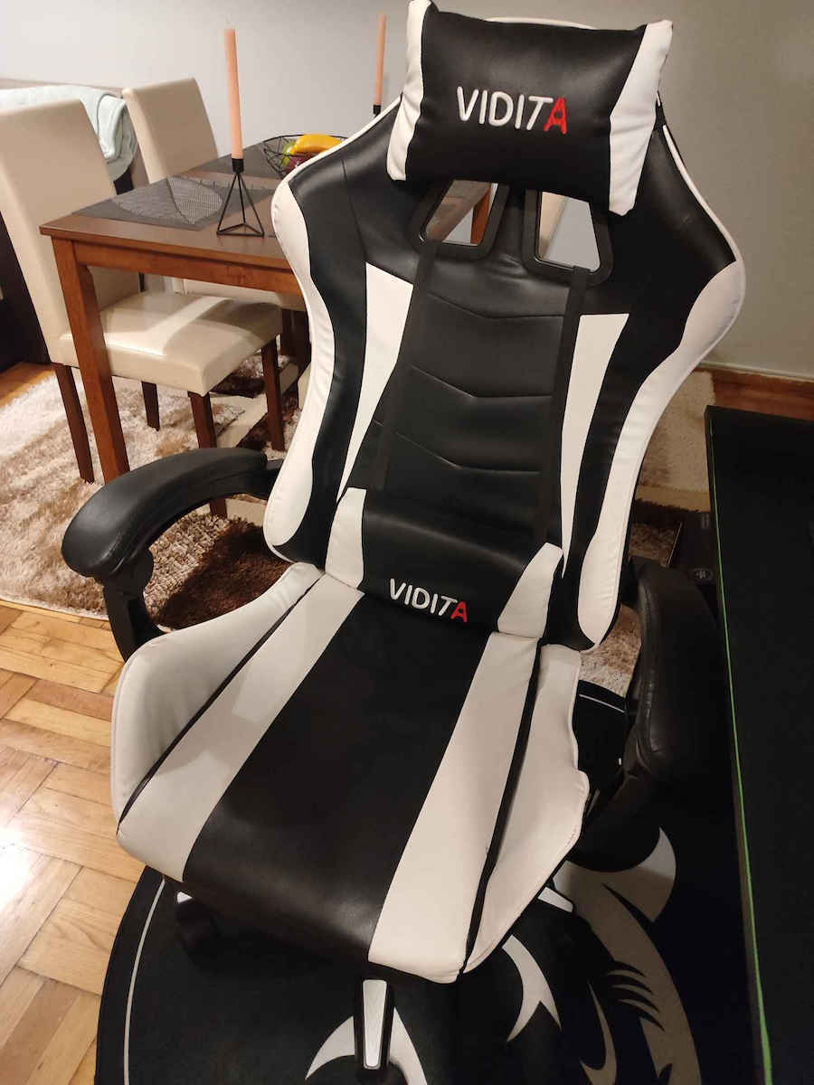 Zita Plus A6060 Artificial Leather Gaming Chair with Footrest Black
