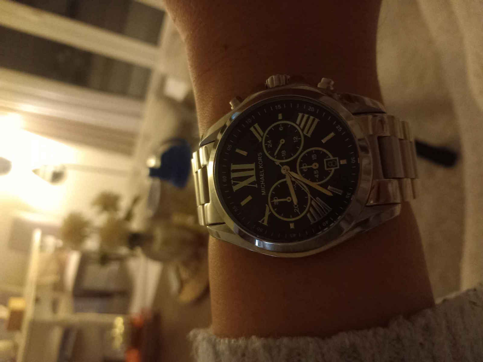 Michael Kors Bradshaw Γυναικείο Ρολόι 42mm Χρονογράφος Μπαταρίας με Ασημί Μεταλλικό Μπρασελέ