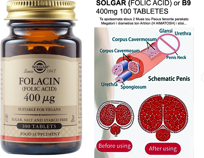 Solgar Folic Acid Βιταμίνη για την Υγεία του Νευρικού Συστήματος 400mcg 100 ταμπλέτες