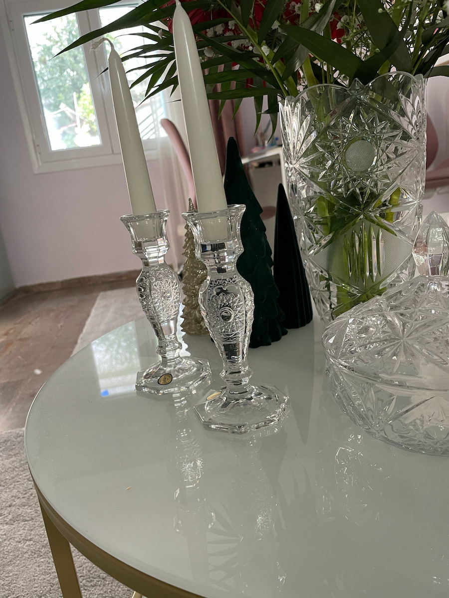 Bohemia Candle Holder Crystal Transparent 16cm 1pcs