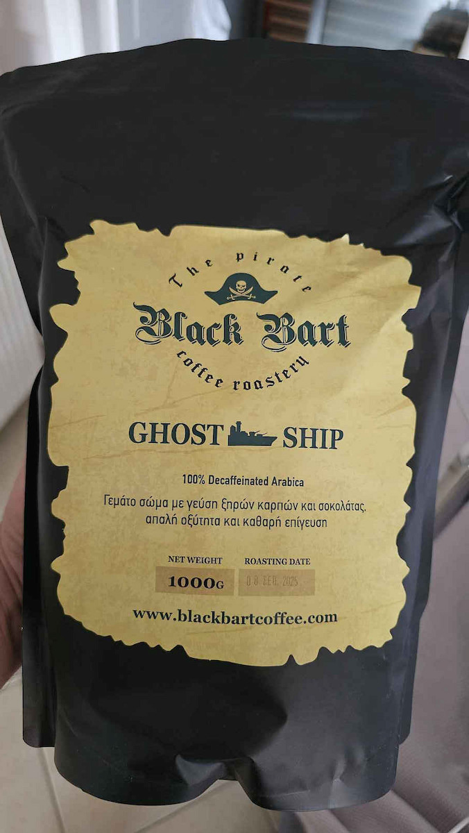 Black Bart Coffee Кафе Еспресо Безкофеинов Арабика Ghost Ship Зърна 1kg