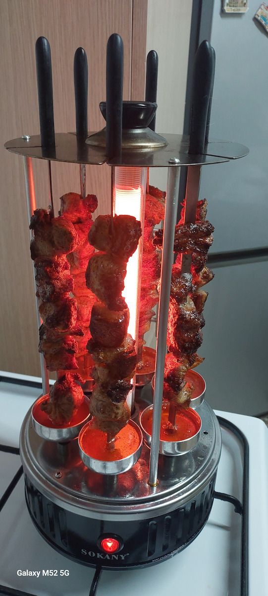Sokany Tabletop Vertical Spit Aluminium Grill 1000W Inox 38.5cmx18cmcm