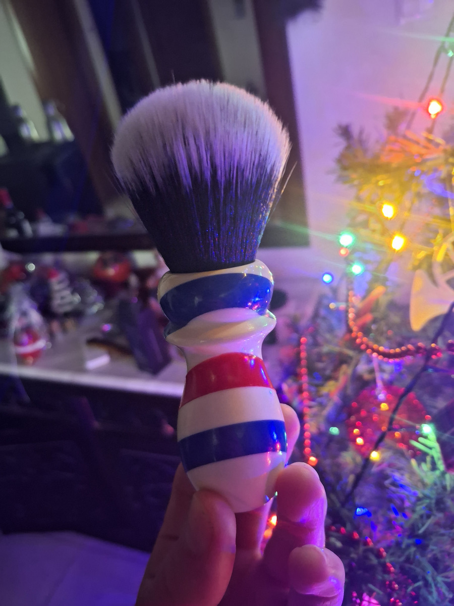 Yaqi Shaving Νew Barber Pole Style Tuxedo Πινέλο Ξυρίσματος με Συνθετική Τρίχα 24mm