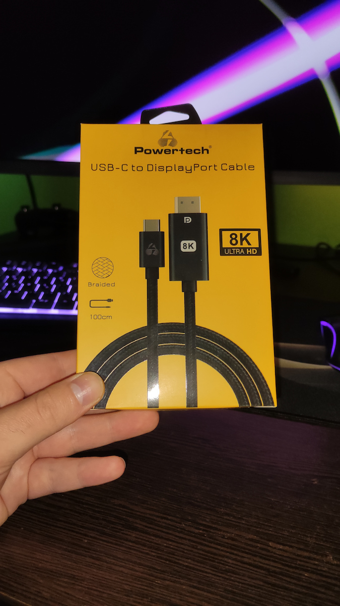 Powertech Geflochten USB 3.0 Kabel USB-C männlich - DisplayPort Schwarz 1m (PTR-0138)
