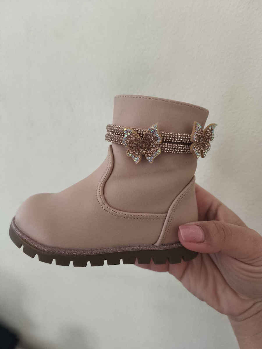 Anatomisch Lederne Kinderstiefeletten mit Reißverschluss Rosa