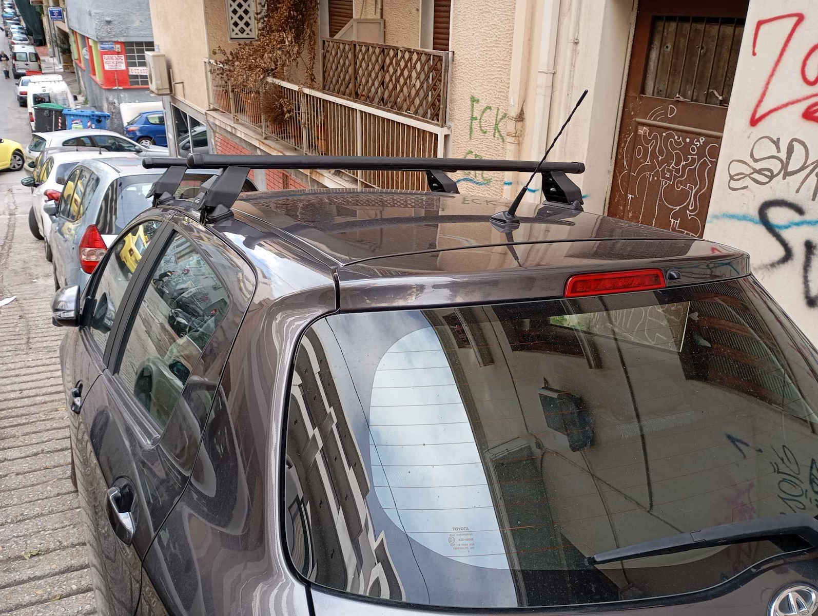 Bare Transversale Menabo Tema Roof Bars Toyota Yaris Xp130 5 Doors Model 2011-2013