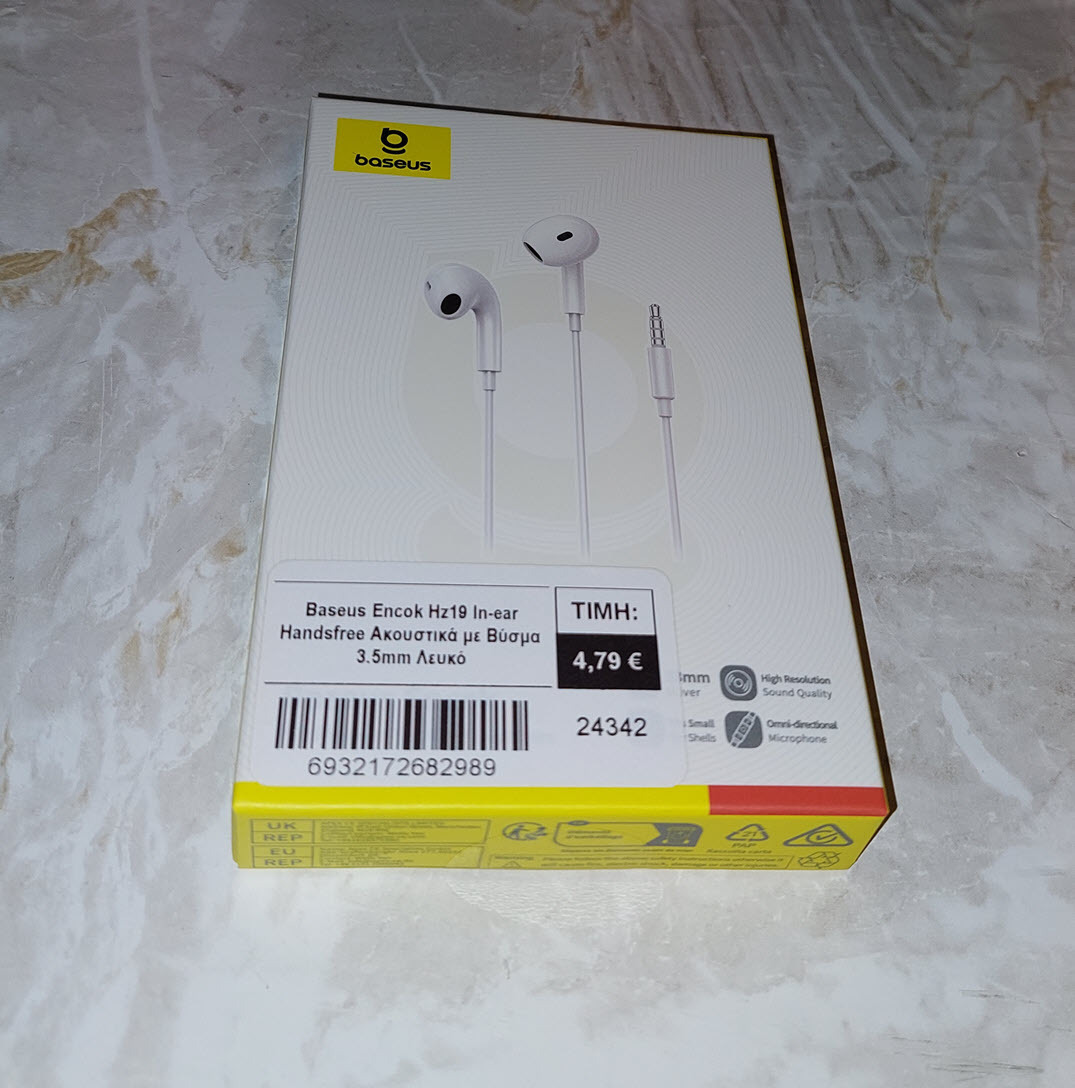 Baseus Encok Hz19 In-ear Handsfree Headphones with Connector 3.5mm White