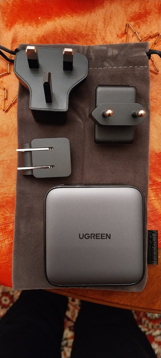 Ugreen Charger Without Cable GaN with USB-A Port and 2 USB-C Ports 65W Gray (Worldwide Travel)
