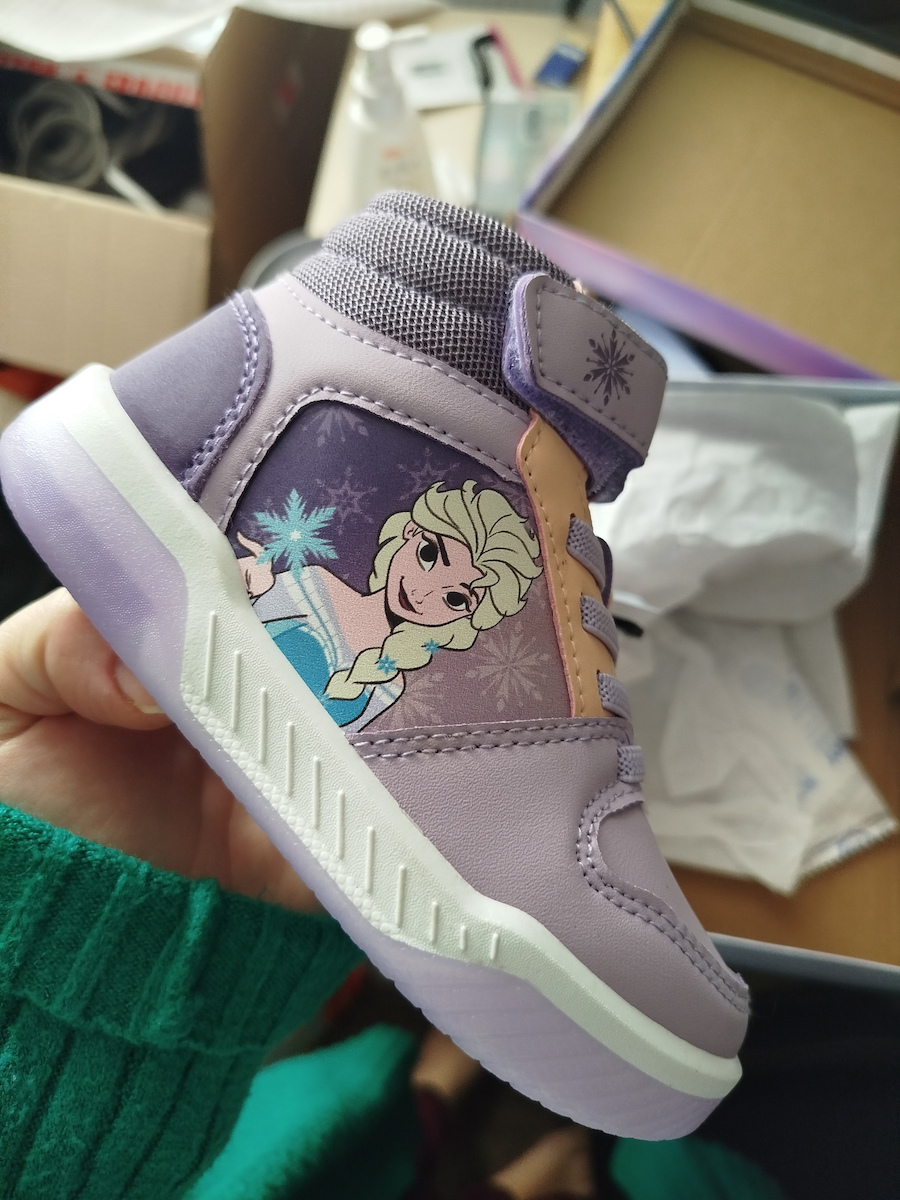 Frozen Παιδικά Sneakers High Ανατομικά με Σκρατς & Φωτάκια Λιλά