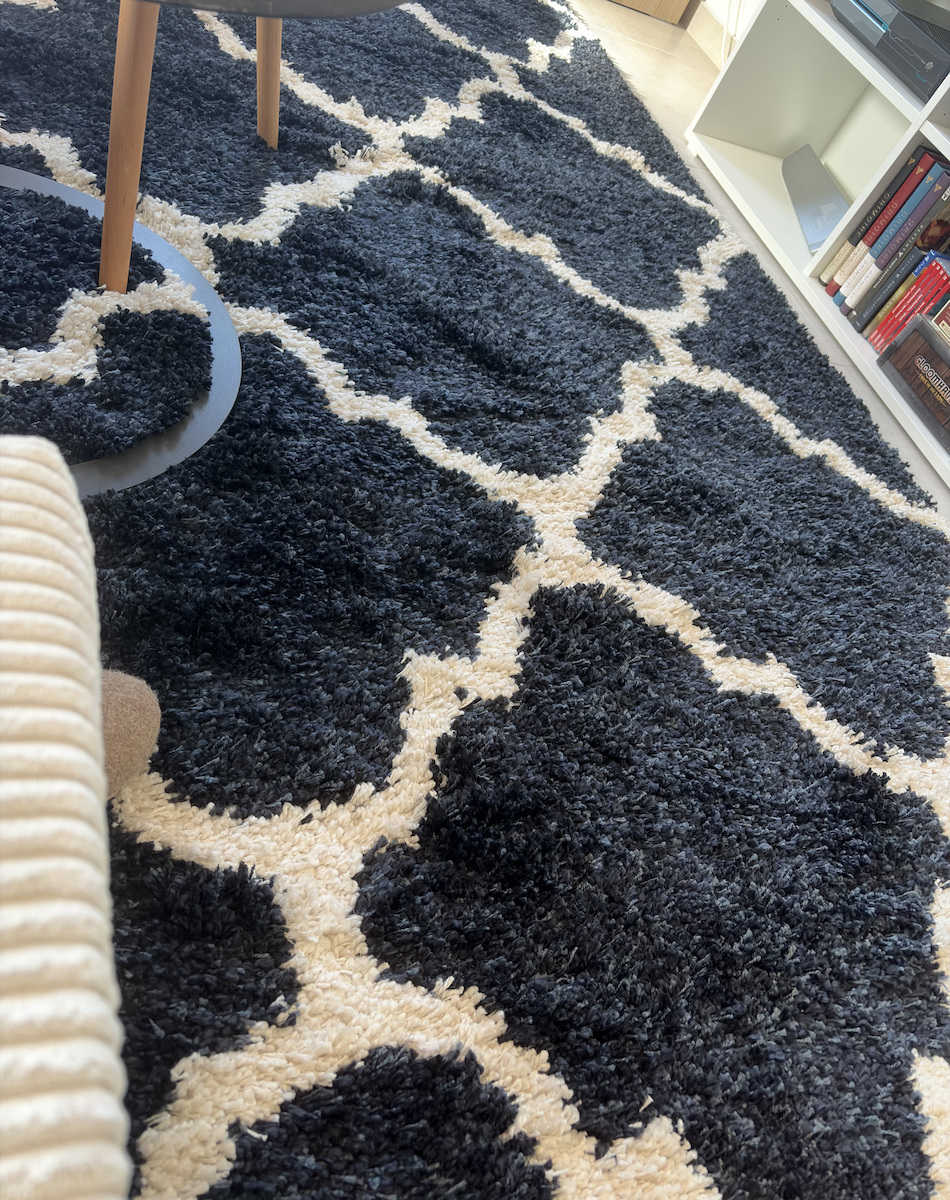 Saray Home Moroccan Wooven Χαλί Ορθογώνιο Shaggy Μπλε / Ιβουάρ 200x300cm