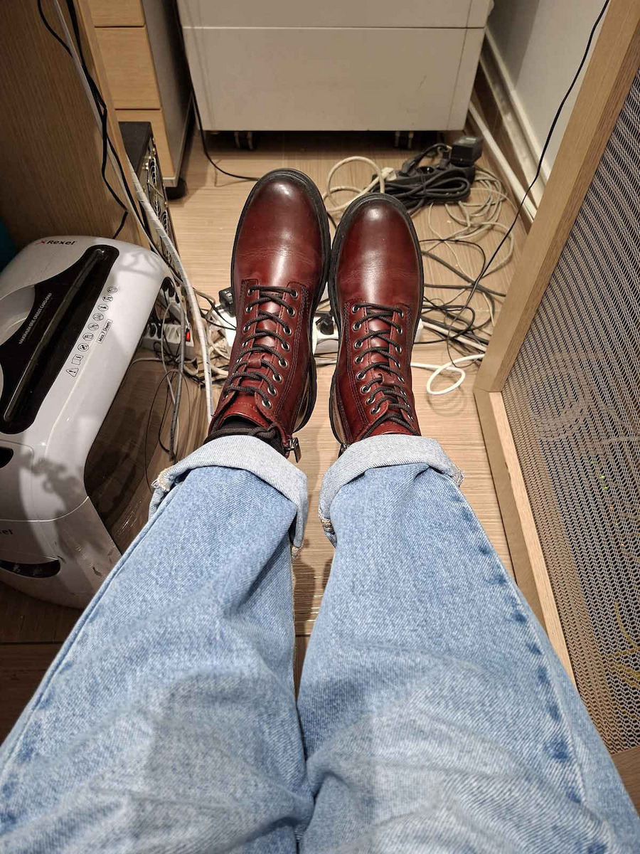 Leather Women's Ankle Boots Burgundy