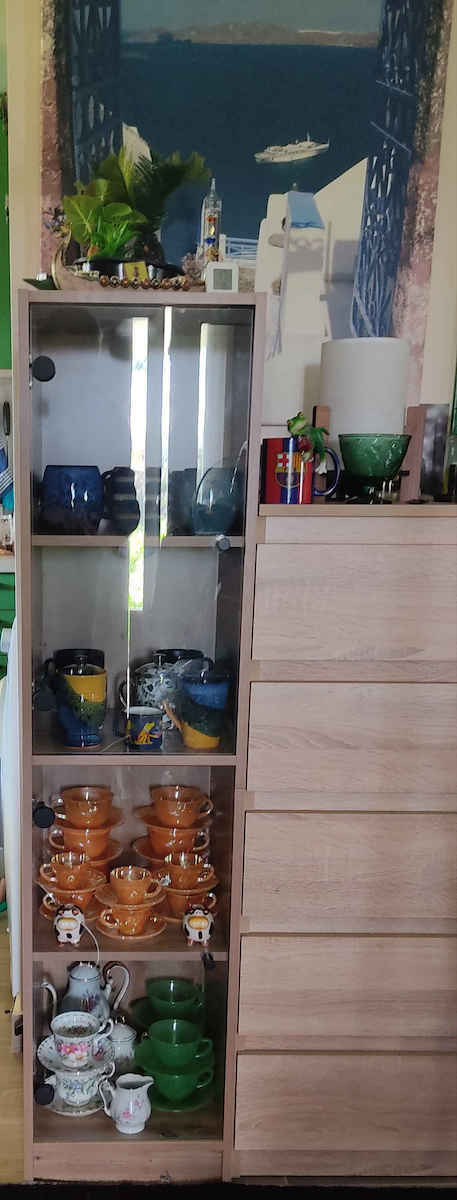 Wall Living Room Display Cabinet made of Particleboard with Glass Artisan Oak 35x37x142cm