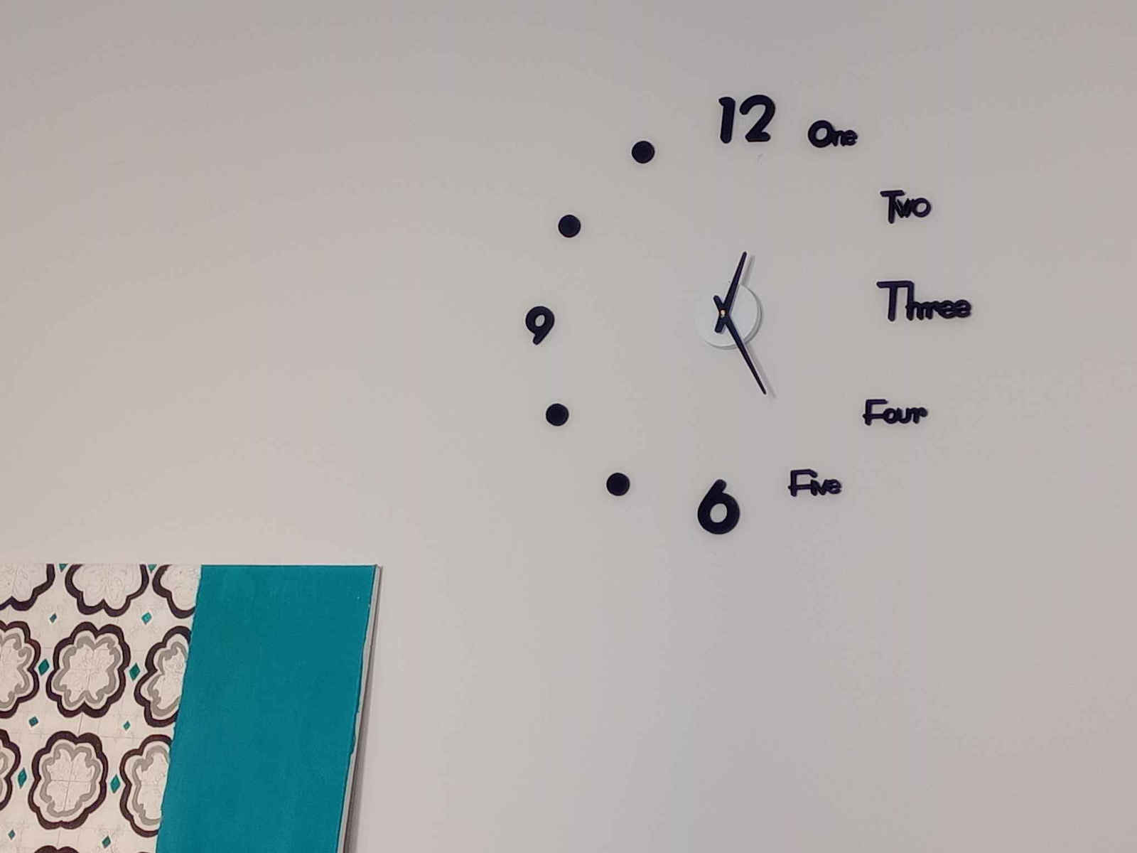 Large 3D with Numbers 3D Wall Clock Sticker Plastic Black 41x10cm
