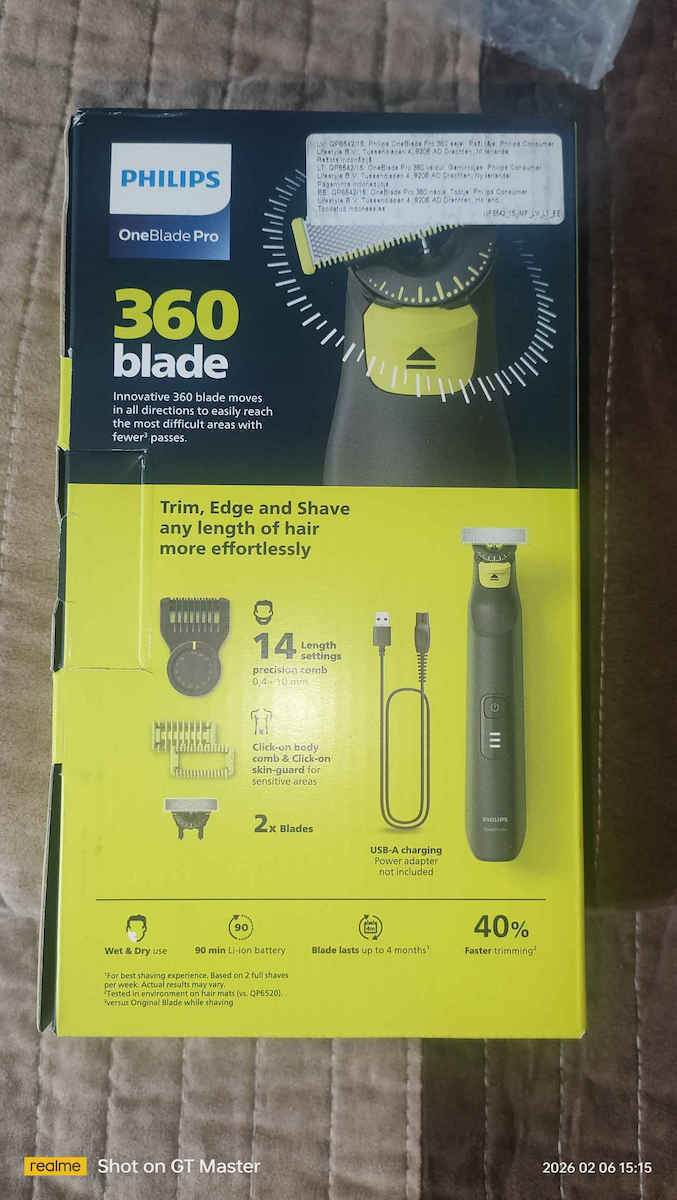Philips OneBlade Pro 360 QP6542/15 Ξυριστική Μηχανή Σώματος / Προσώπου Επαναφορτιζόμενη