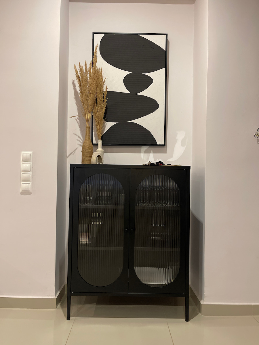 Μπουφές Tulsa 653 Black Velvet-Black Metal 80x40x101cm