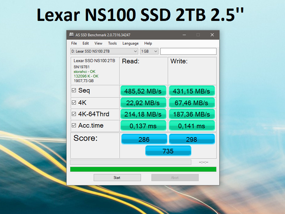 Lexar NS100 SSD 512GB 2.5'' SATA III Connection