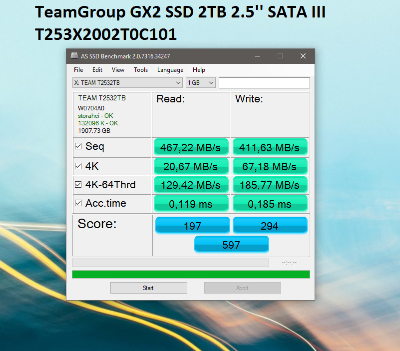 TeamGroup GX2 SSD 256GB τύπου 2.5'' με σύνδεση SATA III T253X2256G0C101