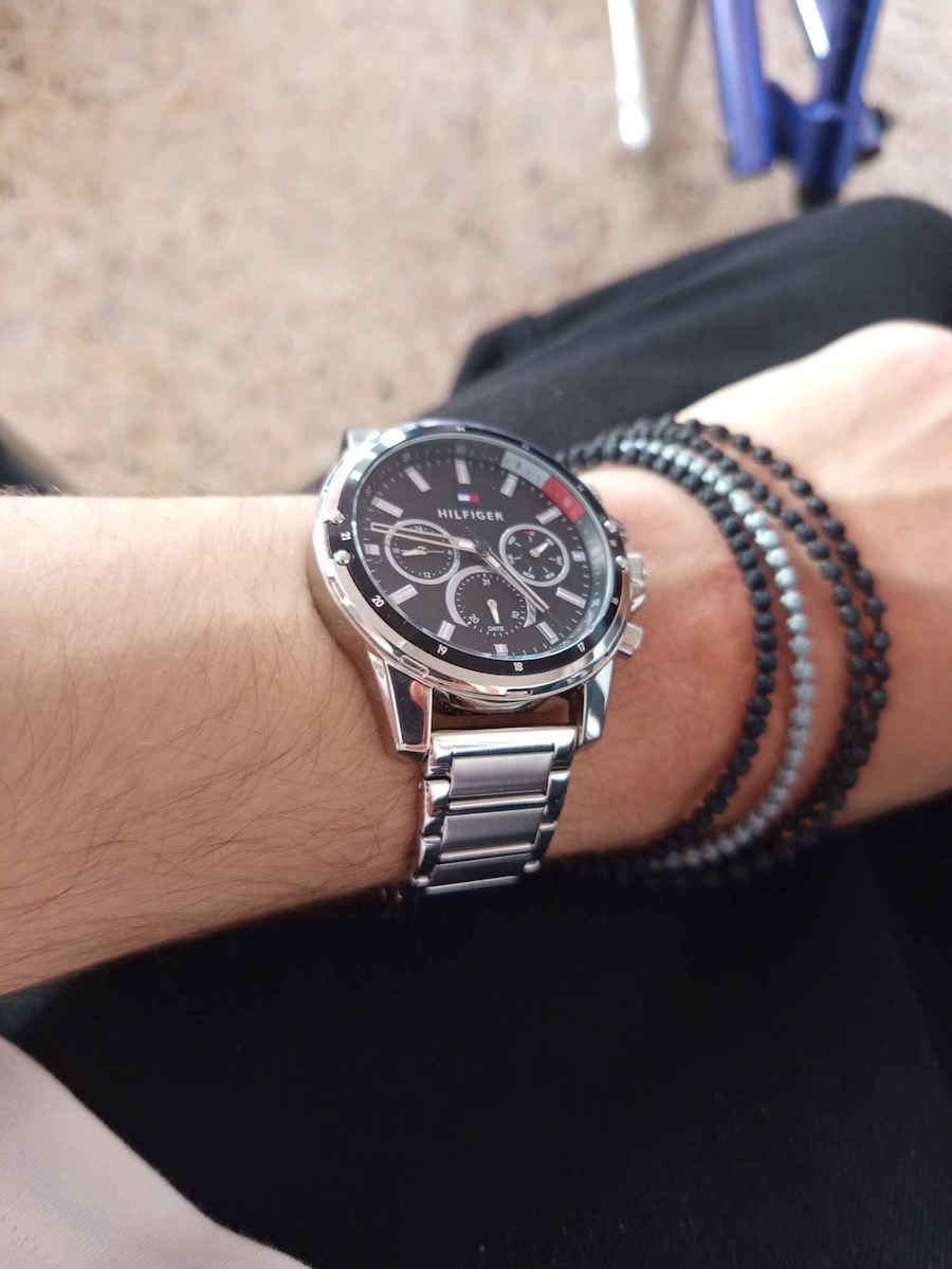 Tommy Hilfiger Mason Ανδρικό Ρολόι 45mm Χρονογράφος Μπαταρίας με Ασημί Μεταλλικό Μπρασελέ