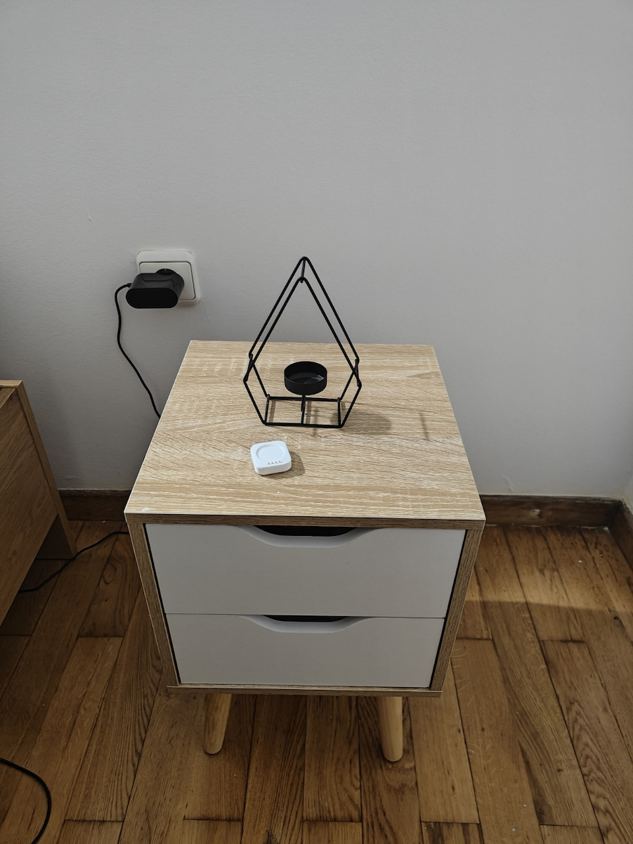 Alina Wooden Bedside Table Λευκό / Sonoma 29x29x44cm