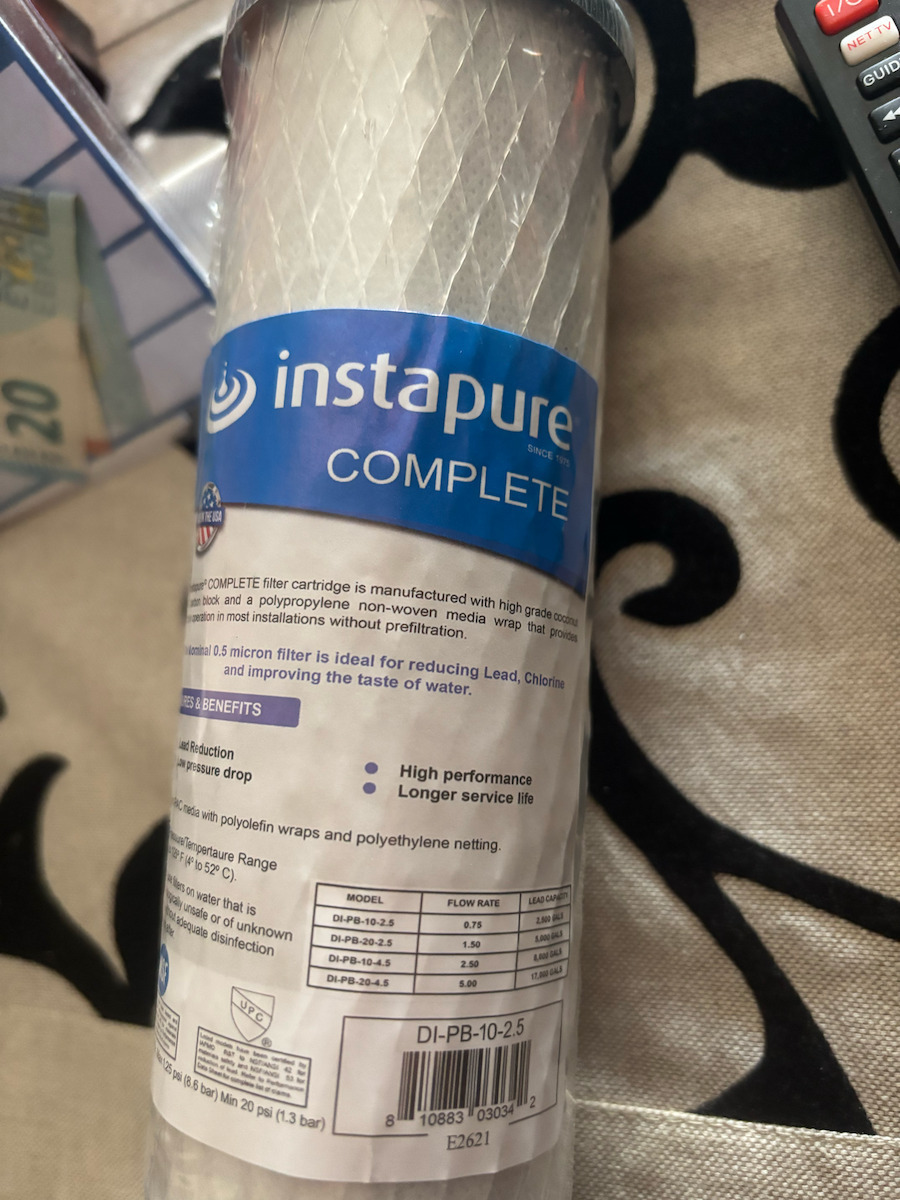 Instapure Countertop and Under Sink Water Filter Replacement made of Activated Carbon 10" DI-PB-10-2 0.5 μm