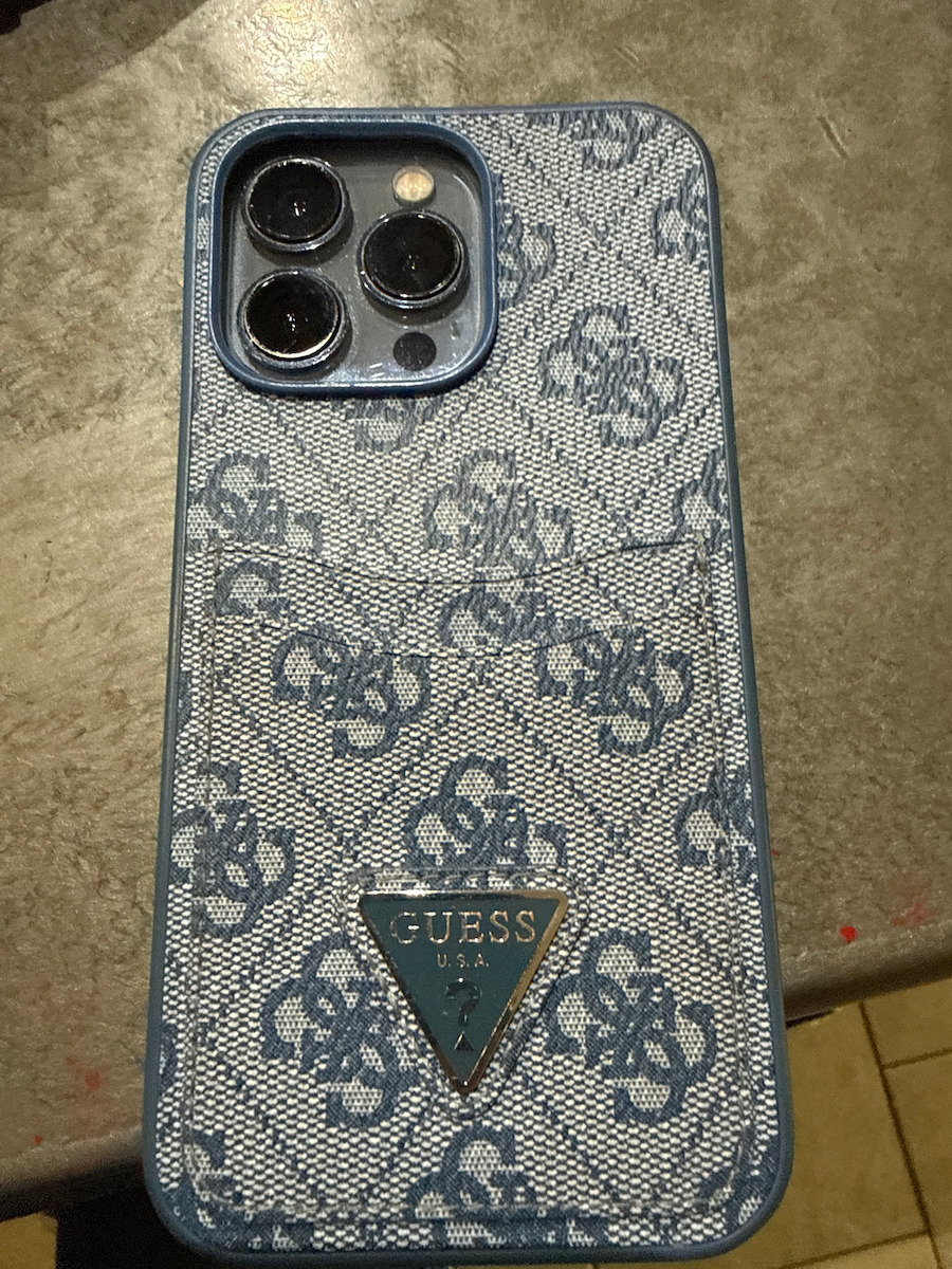 Guess Triangle Logo Cardslot Back Cover Δερματίνης με Υποδοχή για Κάρτες Μαύρο (iPhone 13 Pro)