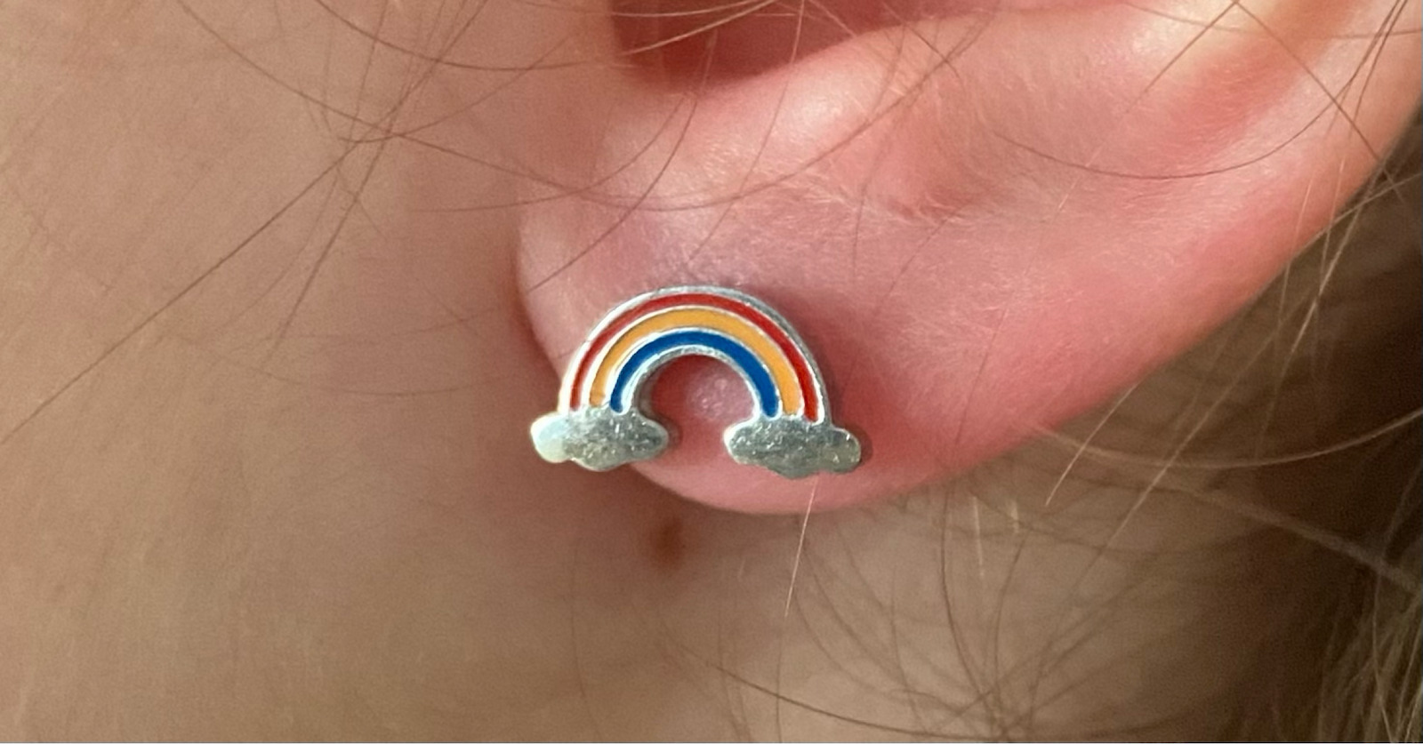 Hypoallergene Kinderohrringe Regenbogen Stahl 316L Silber Bode 02403