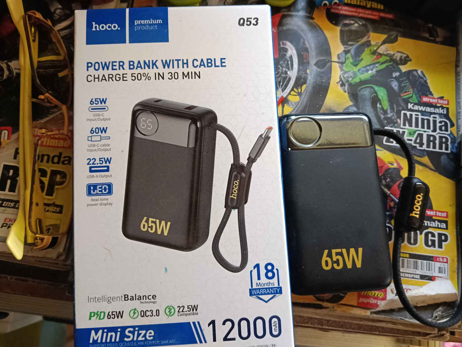 Hoco Q53 Power Bank 12000mAh 65W Power Delivery Μαύρο