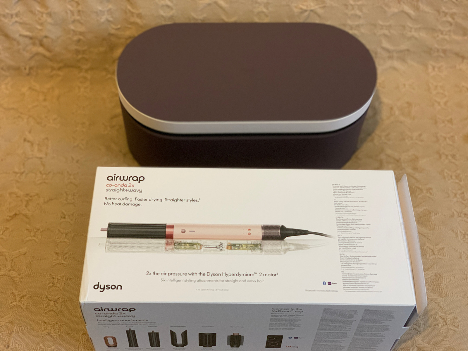 Dyson Hs09 Airwrap Co-anda2x Straight + Wavy Electric Hair Brush with Air for Hair Straightening and Curls 1700W Pink / Rose Gold