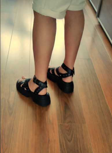 Damen Flache Sandalen Schwarz