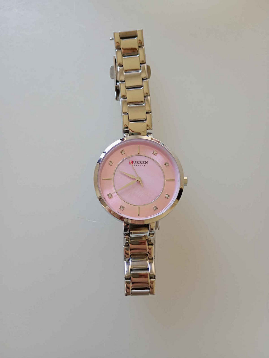 Curren Дамски Часовник 34mm Кварцов с Розово Златна Метална Верижка