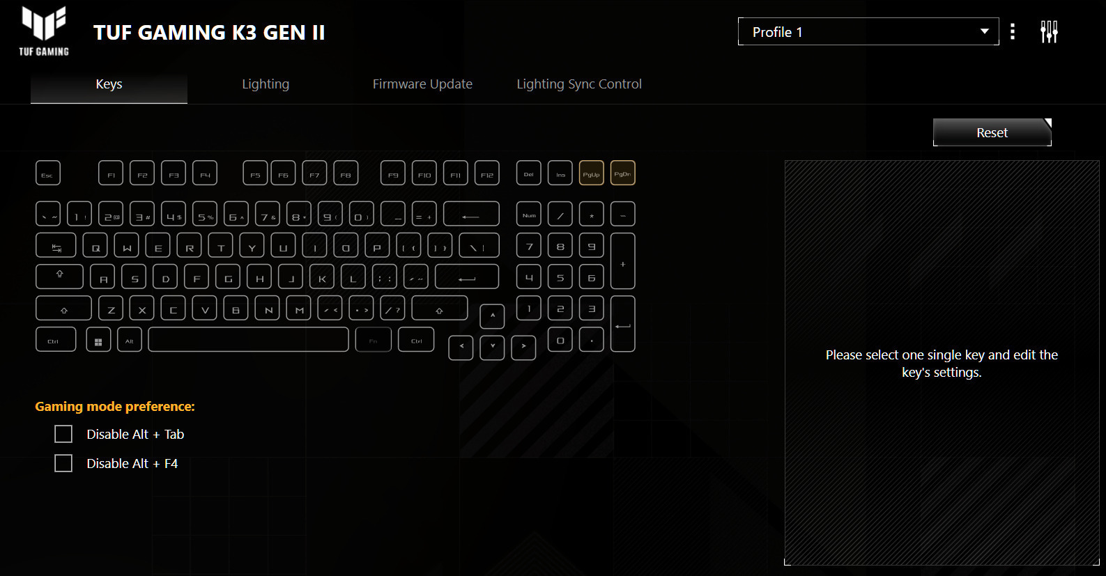 Asus TUF Gaming K3 Gen II Οπτικό Gaming Πληκτρολόγιο με RGB φωτισμό (Αγγλικό US)