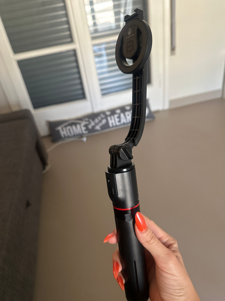 Swissten 2-in-1 Magsafe Selfie Stick Iphone Tripod Remote Control Black Red