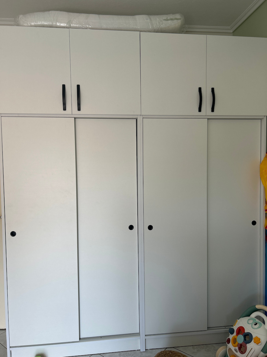 Double Door Wardrobe Sliding Regio with Loft White 100x60x240cm