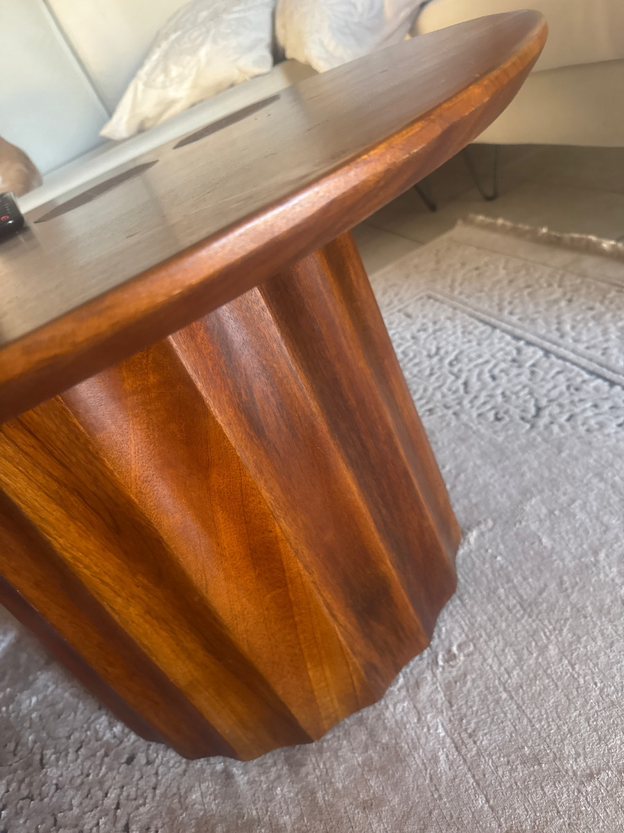 Oval Central Coffee Table Flute Made of Solid Walnut Wood W130xD65xH40cm