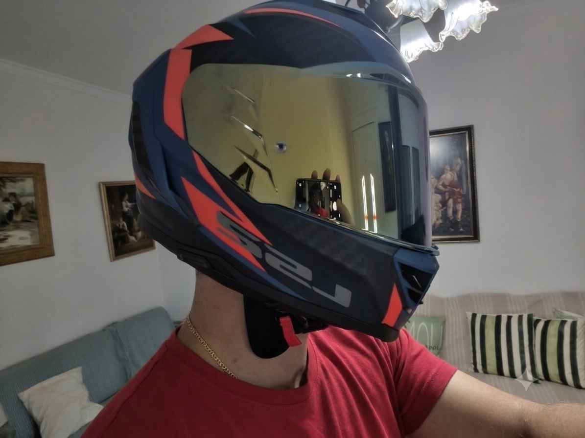 LS2 FF818 Storm III Sporty White/Blue/Red Motorcycle Helmet Full Face ECE 22.06 1600gr with Pinlock and Sunvisor