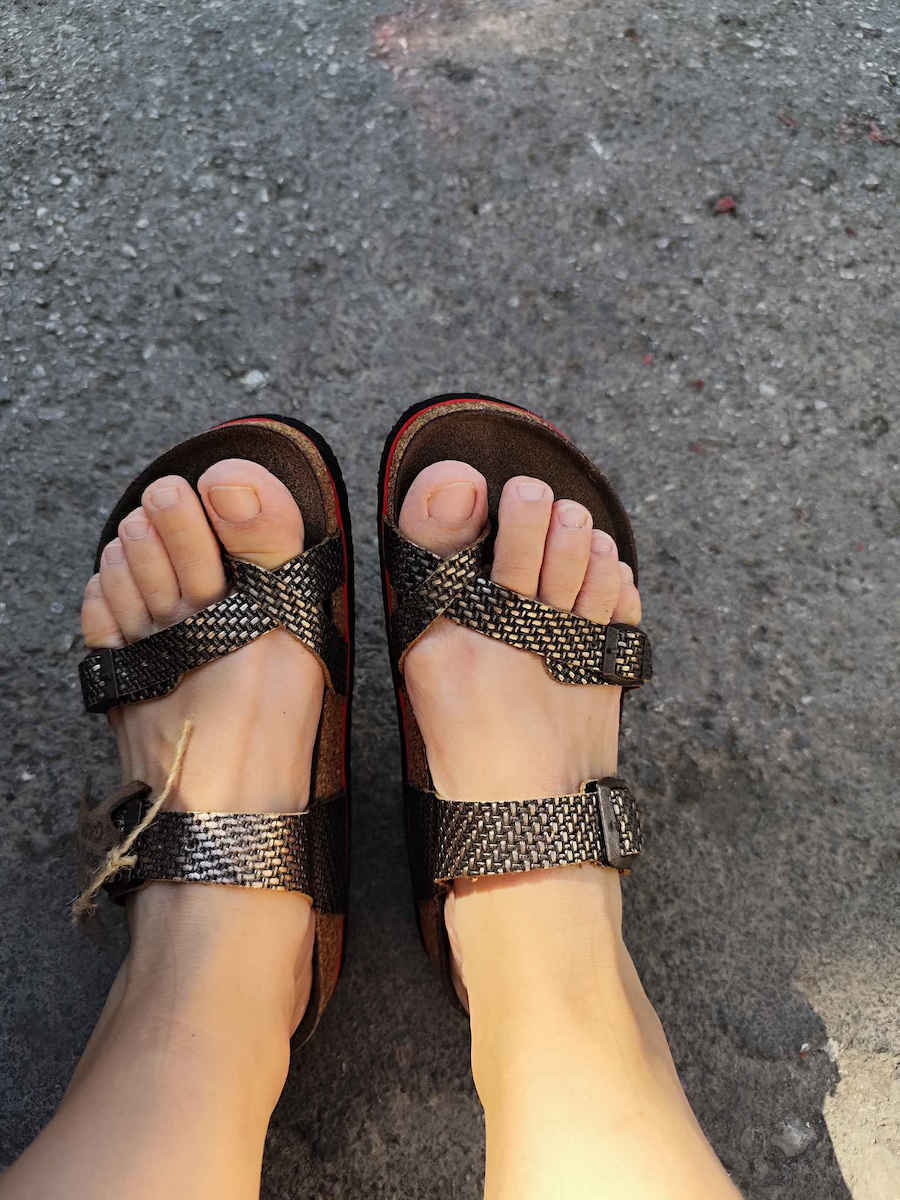 Leather Women's Flat Sandals Anatomic in Brown Color