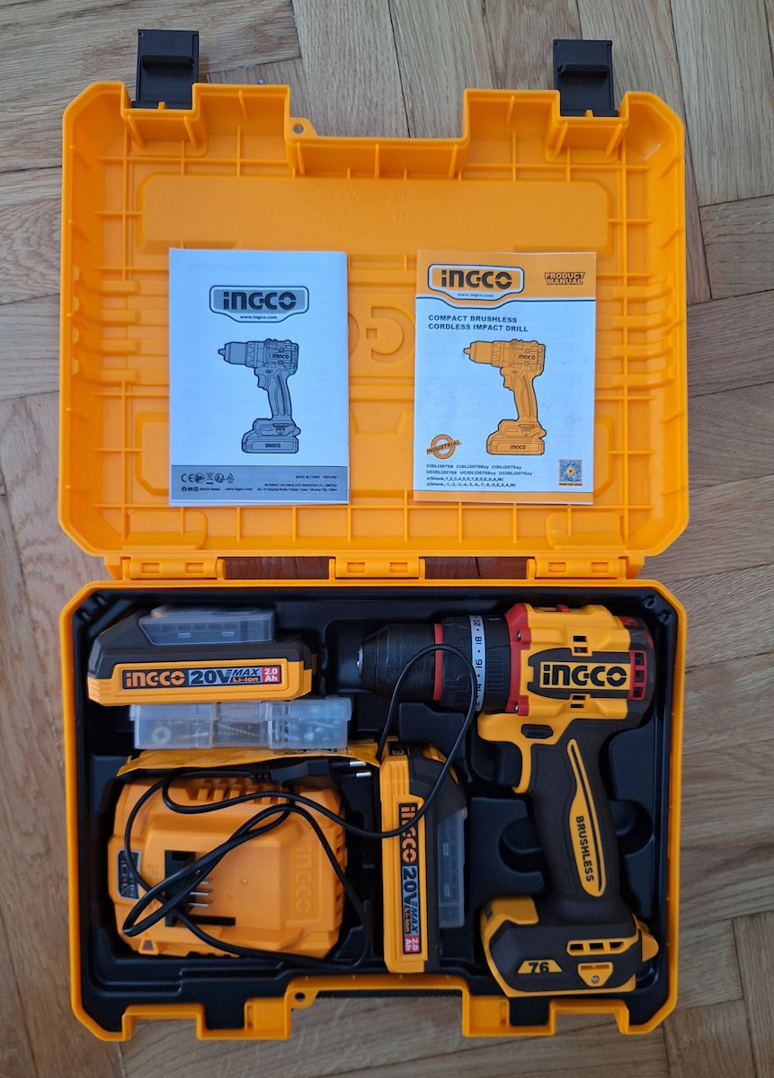 Ingco CIDLI207681E Percussive Battery Drill Driver Solo Brushless 20V