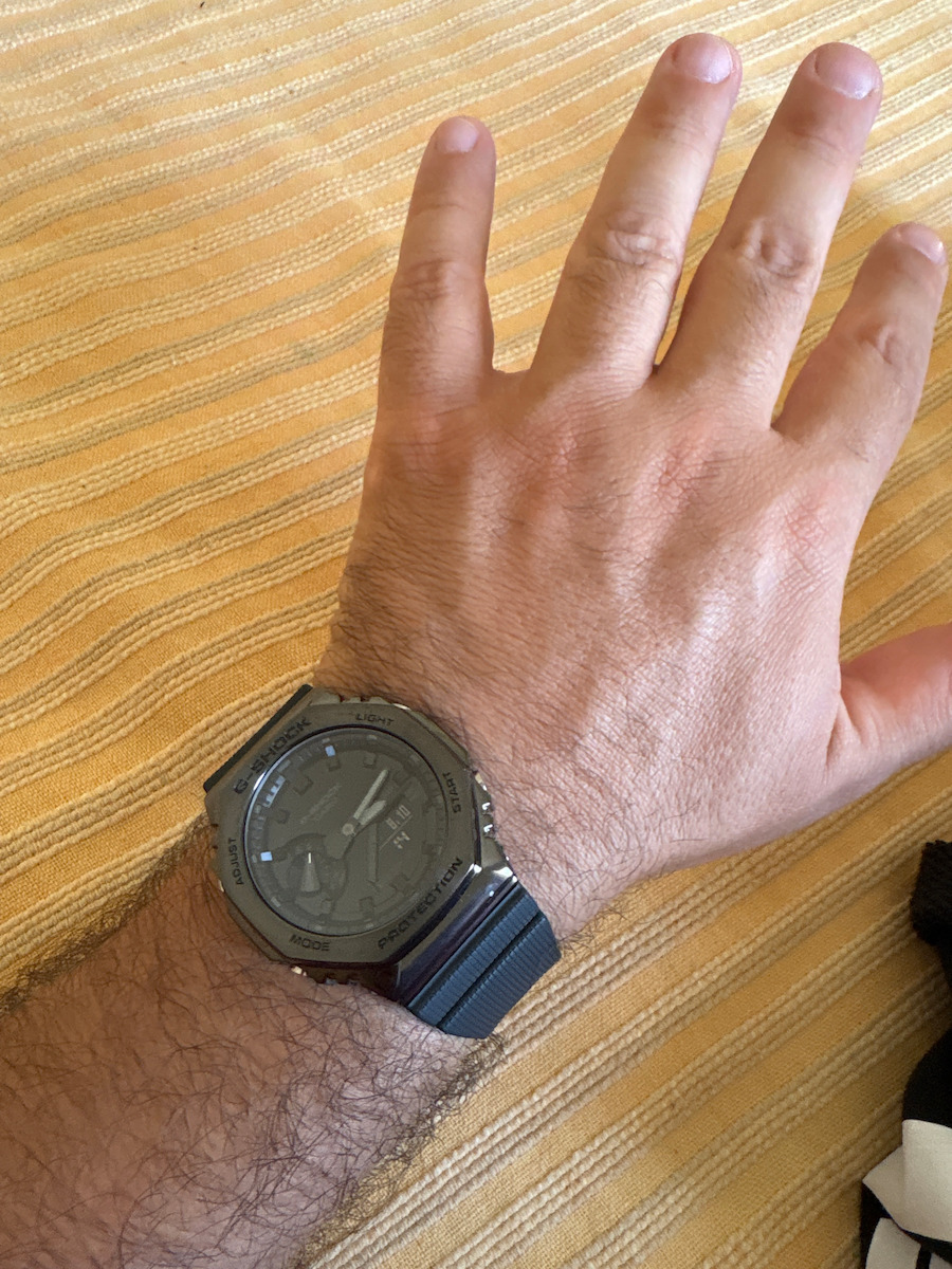 Casio G-Shock Αναλογικό/Ψηφιακό Ανδρικό Ρολόι 44.4mm Χρονογράφος Μπαταρίας με Μαύρο Καουτσούκ Λουράκι
