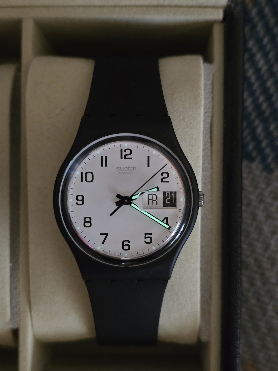Swatch Once Again Men's Watch 34mm Battery with Black Rubber Strap