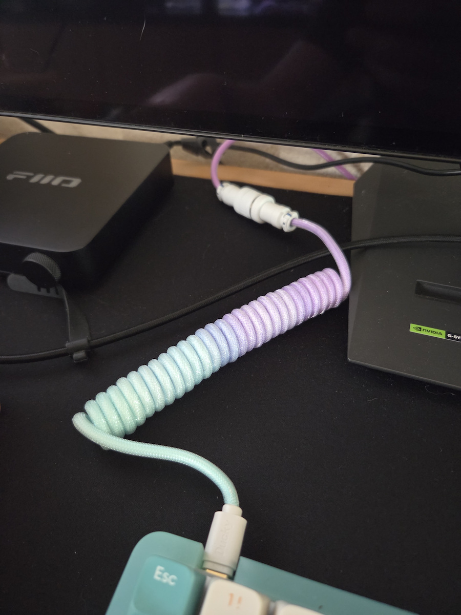 Ducky Premicord Spiral USB 2.0 Cable USB-C male - USB-A Μωβ 1.75m DACOC2-AZU1