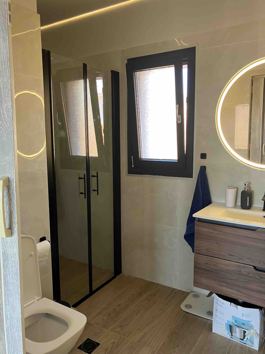 Karag S 28 Sallon Shower Screen for Shower with Hinged Door 95x200cm Clear Glass Nero