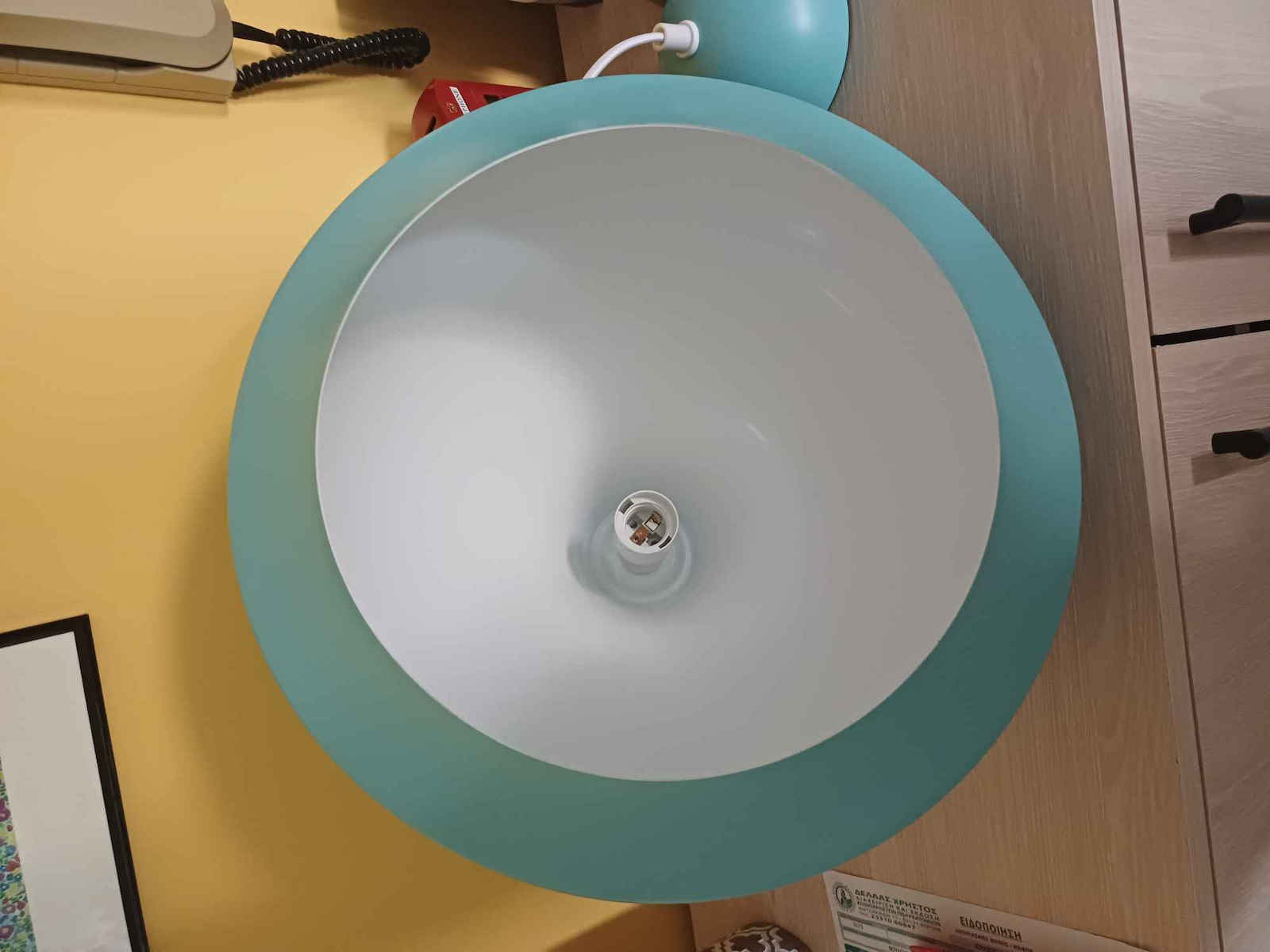 Aca Havana Pendant Light Turquoise Bell with Socket E27 35x135cm