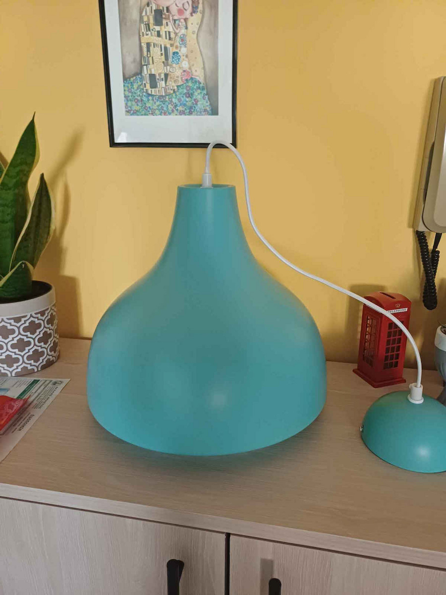 Aca Havana Pendant Light Turquoise Bell with Socket E27 35x135cm