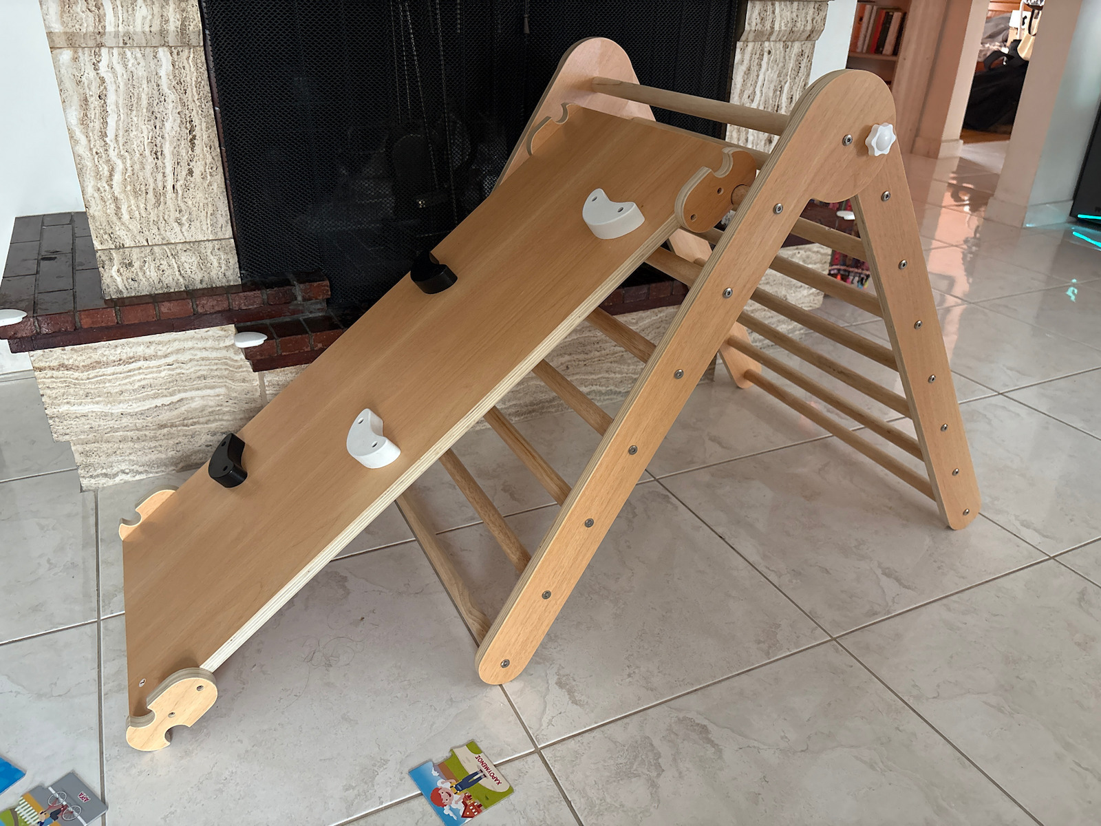 Образователно Дървено Гимнастическо Устройство Montessori 4 в 1, Комплект Пиклер Играчки за Катерене
