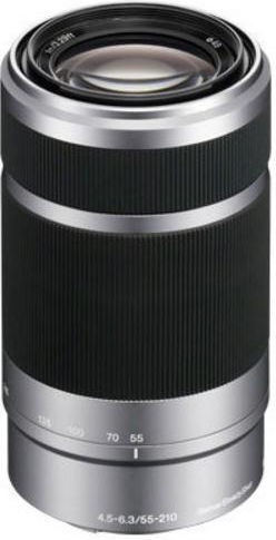 Sony Crop Kameraobjektiv 55-210mm f/4.5-6.3 Telephoto Telezoom für Sony E Mount Silver