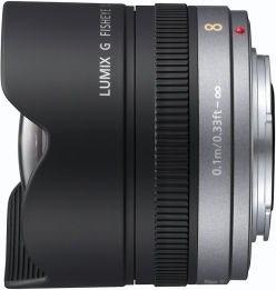 Panasonic Crop Camera Lens Lumix G 8mm f3.5 Fisheye for Micro Four Thirds (MFT) Mount Black