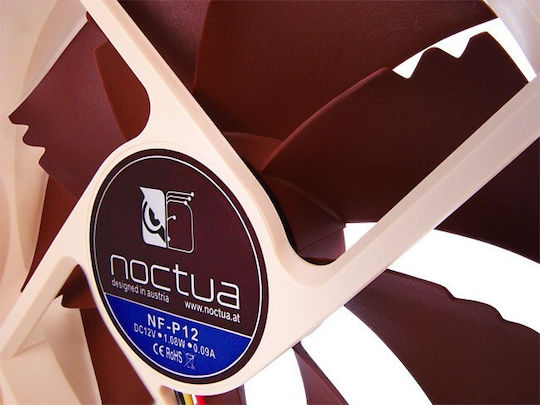 Noctua NF-P12 Case Fan 120mm (1300rpm / 70.75cfm) Χωρίς Led Φωτισμό και Σύνδεση 3-Pin / 4-Pin Molex Καφέ
