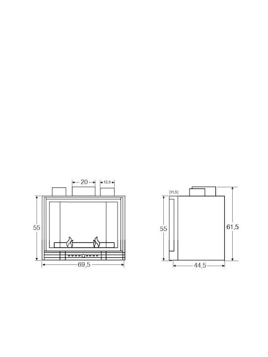 Salgueda Insert 700 Prisma Ενεργειακό Τζάκι Κασέτα Ξύλου Αεραγωγών 14kW Πρισματικό με Ανοιγόμενη Πόρτα